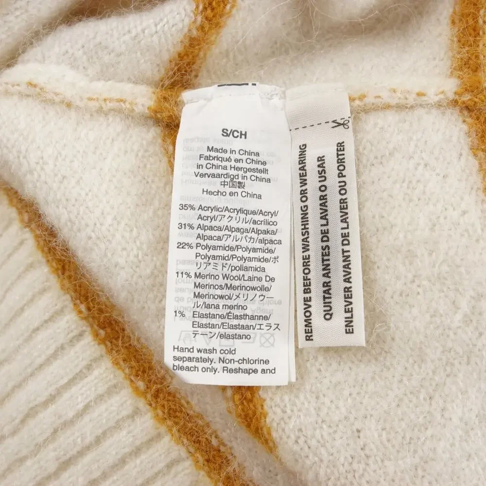 J Crew Alpaca Striped Orange Ivory Cream Crewneck Sweater Womens Sz S - Picture 10 of 11